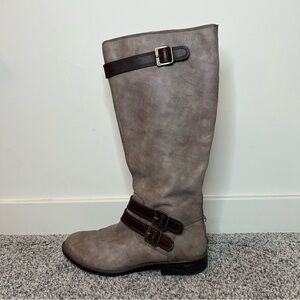 Montana Gavyn Grey Brown Soft Leather Full Zip Riding Boots Women’s Size US 7.5